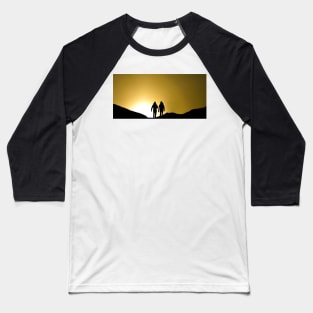 Silhouette of walker's on the peak of mam tor derbyshiire Baseball T-Shirt